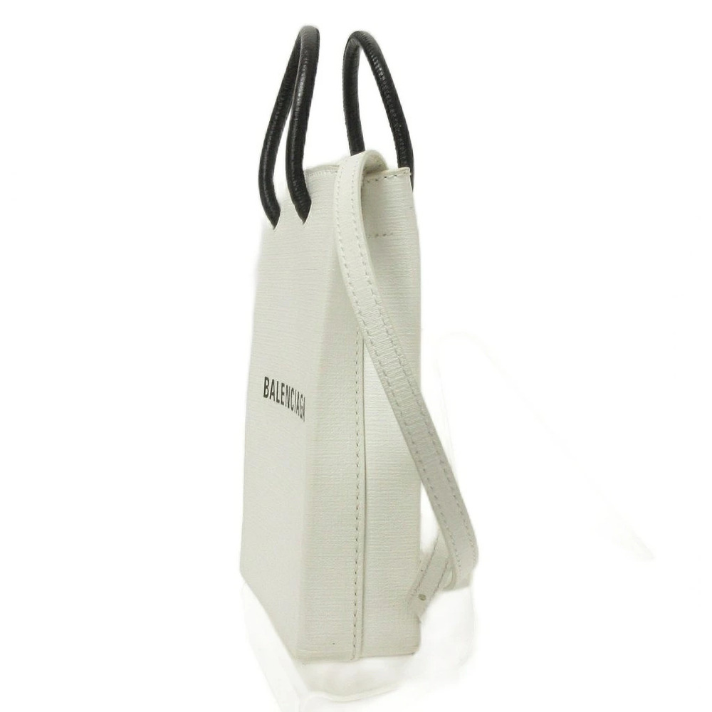 Balenciaga Shopping Phone Shoulder Bag Tote Crossbody Leather White
